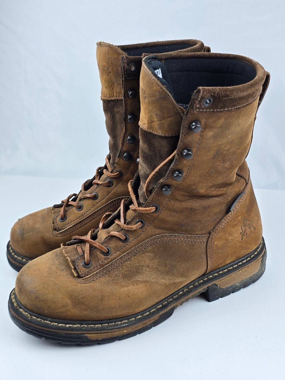 Rocky Iron Clad Work Boots Men Size 11 D Brown Leather Lace up Soft Toe 5698